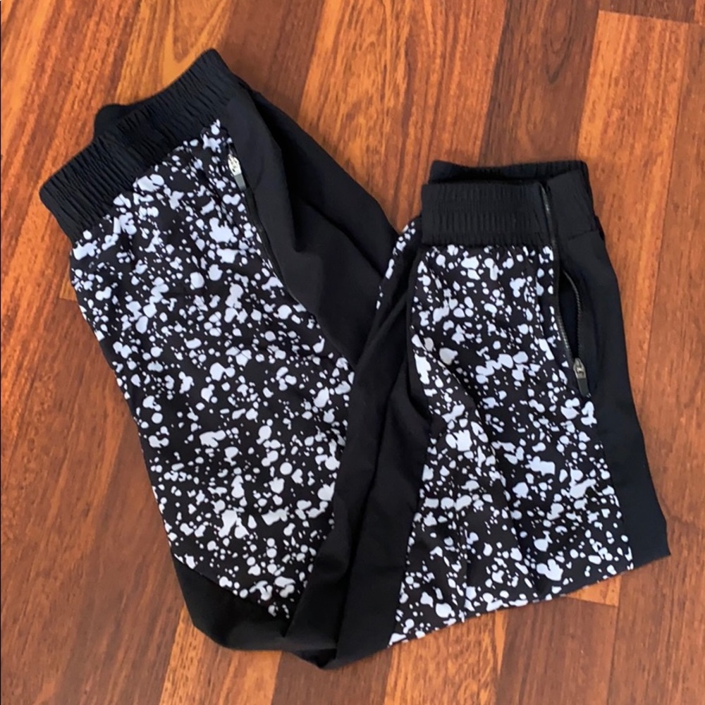 White dotted workout pants